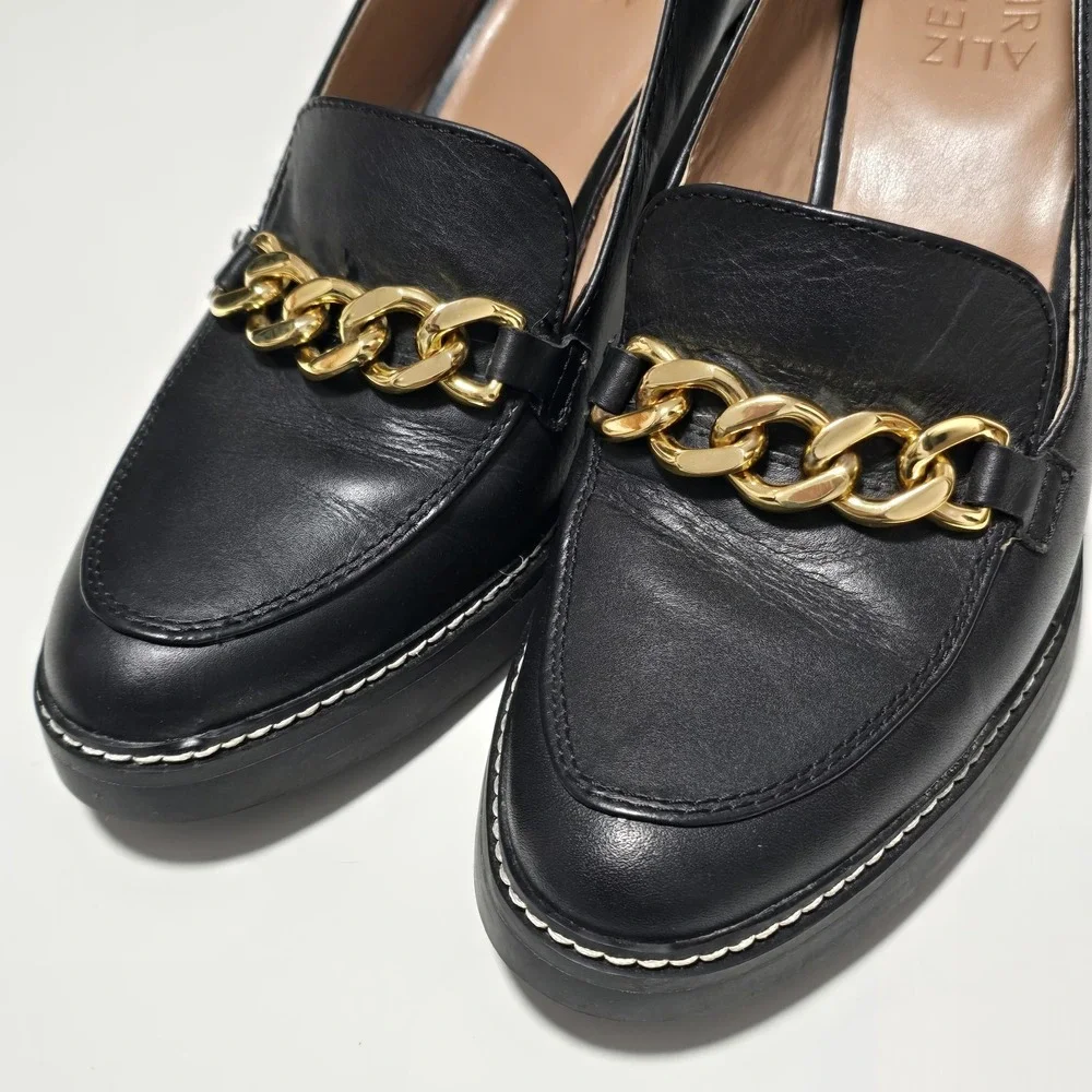 Naturalizer‎ Callie-Moc Black Leather Block Heel Women's Loafers Swing Size 9.5M